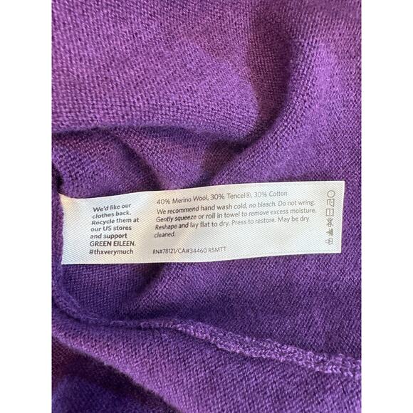 Eileen Fisher Royal Purple Merino Wool V-Neck Sweater Women’s Size XS - Picture 7 of 8